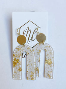 Gold Flake Arch Dangle earrings