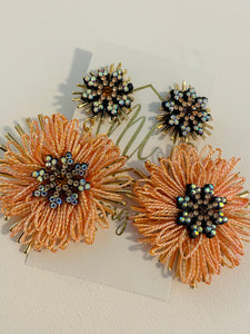 Rhinestone Statement Flower Earrings