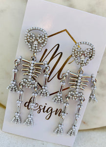 Pearl Beaded Skeleton Earrings Halloween
