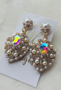 Elegant Rhinestone Pearl Earrings