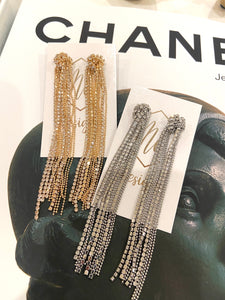 Rhinestone Knot Fringe Fancy Earrings