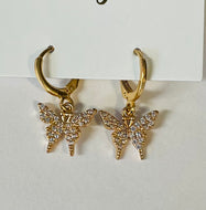 Small Rhinestone Butterfly hoops