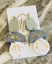 Gray and Gold Clay Earrings