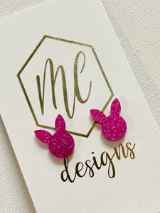 Acrylic Glitter Bunny Studs Easter