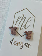 Small Glitter Christmas Deer Head Studs