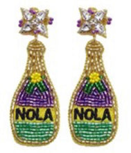 Beaded Mardi Gras Statement Earrings