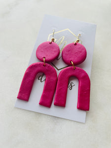 Pink and Red clay polymer earrings