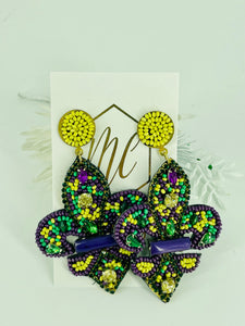 Assorted Beaded Mardi Gras Earrings