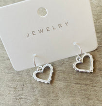 Open heart dangle earrings