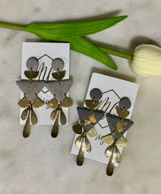 Gold and triangle clay polymer statement earrings