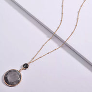Circle stone long necklace