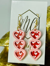 Triple Heart Acrylic Earrings Valentines