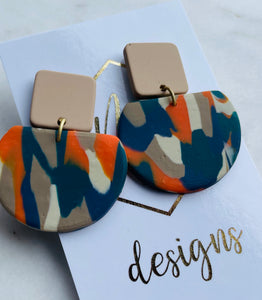 Multicolor Geometric Clay Earrings