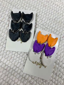 Three Cats - Clay Earrings Halloween