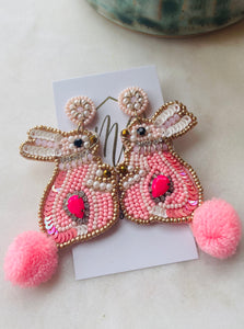 Bunny Seed Bead Earrings Easter