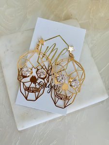 Jeweled Eyed Skull Earrings Halloween
