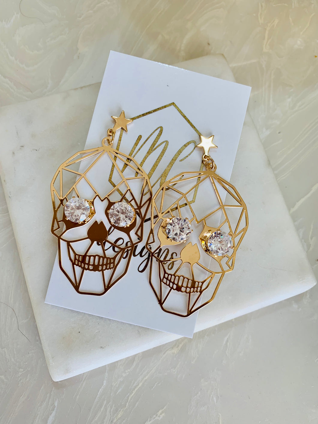 Jeweled Eyed Skull Earrings Halloween
