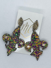 Beaded Mardi Gras Statement Earrings