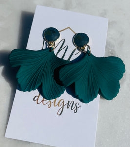 Colorful ginkgo leaf earrings with gold top