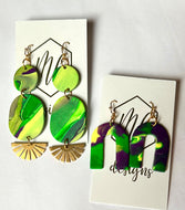 Mardi Gras Clay Earrings