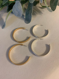 Large Flat Matte Hoop Earrings 50 mm