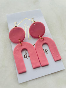 Pink and Red clay polymer earrings