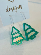 Acrylic Christmas Trees on Silver Hoops