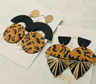 Leopard Clay Earrings