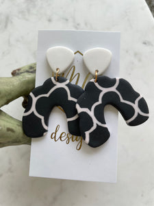 Assorted Black and White Clay Earrings