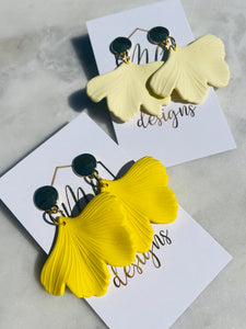 Colorful ginkgo leaf earrings with gold top