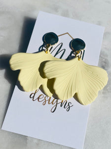 Colorful ginkgo leaf earrings with gold top