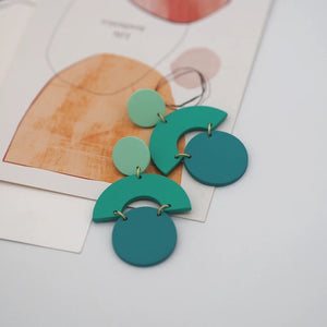 Teal and Aqua Clay Earrings