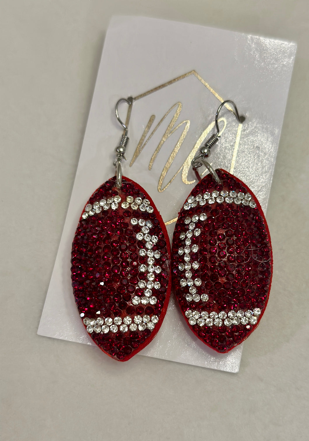 Rhinestone Football Earrings