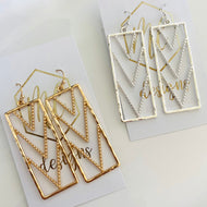 Rectangle Chevron Earrings gold and silver