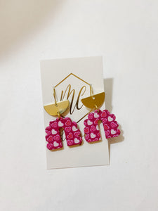 Gold And Pink Arc Earring