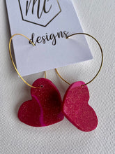 Medium clay polymer Heart Hoop earrings