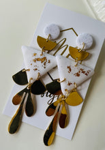 Gold and triangle clay polymer statement earrings