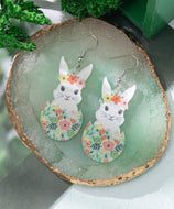 Flower Bunny Easter Earrings