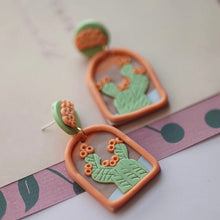 Cactus with Flowers Clay Earrings