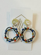 Christmas Clay Earrings with Lighted Wreath