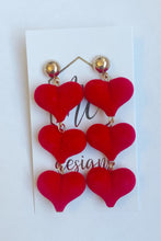 Velvet Triple Heart Earring