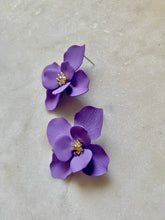 Large Statement Purple Flower Stud Earrings