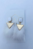 Gold and White Feather Earrings