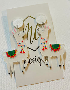 Llama Christmas Earrings