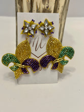 Beaded Mardi Gras Statement Earrings