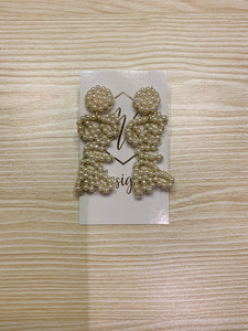 Beaded Bride Pearl Earrings