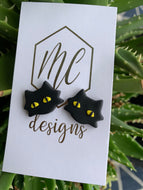 Black Cat Stud Earrings