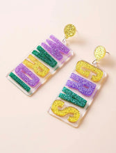 MARDI Gras Acrylic Word earrings