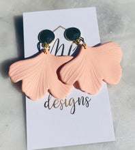 Colorful ginkgo leaf earrings with gold top