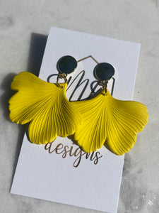 Colorful ginkgo leaf earrings with gold top